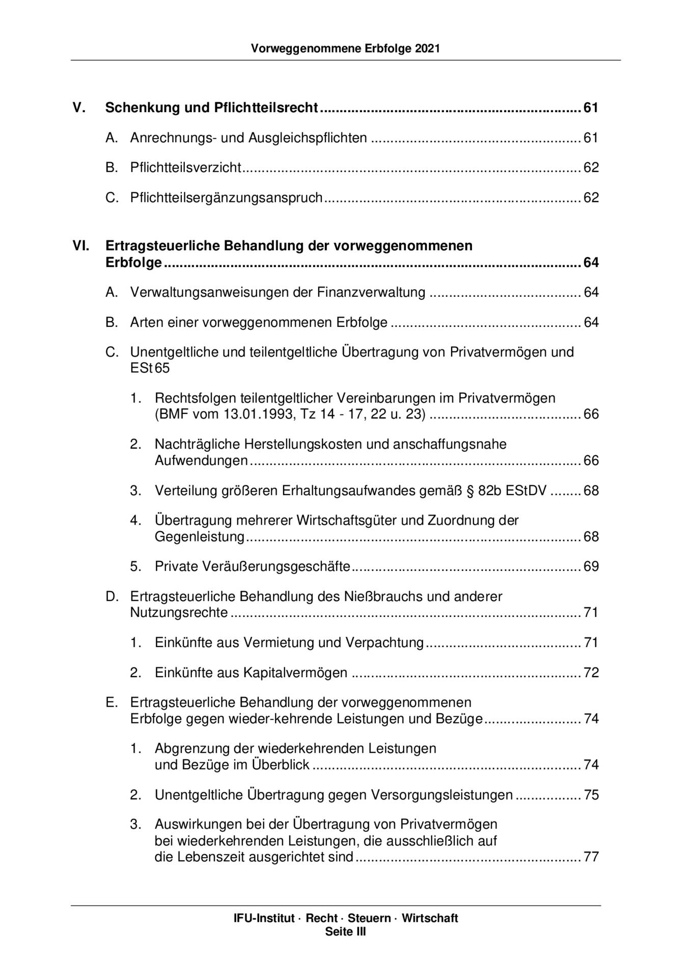 Vorweggenommene Erbfolge 2021 | IFU Institut